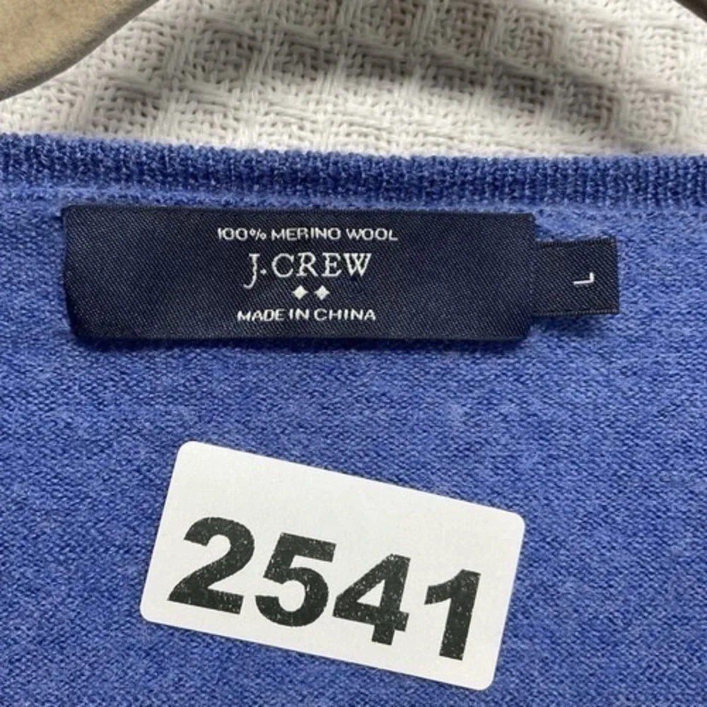 J. Crew Heather Blue Lightweight V-Neck Sweater Men L China‎ 100% Merino Wool